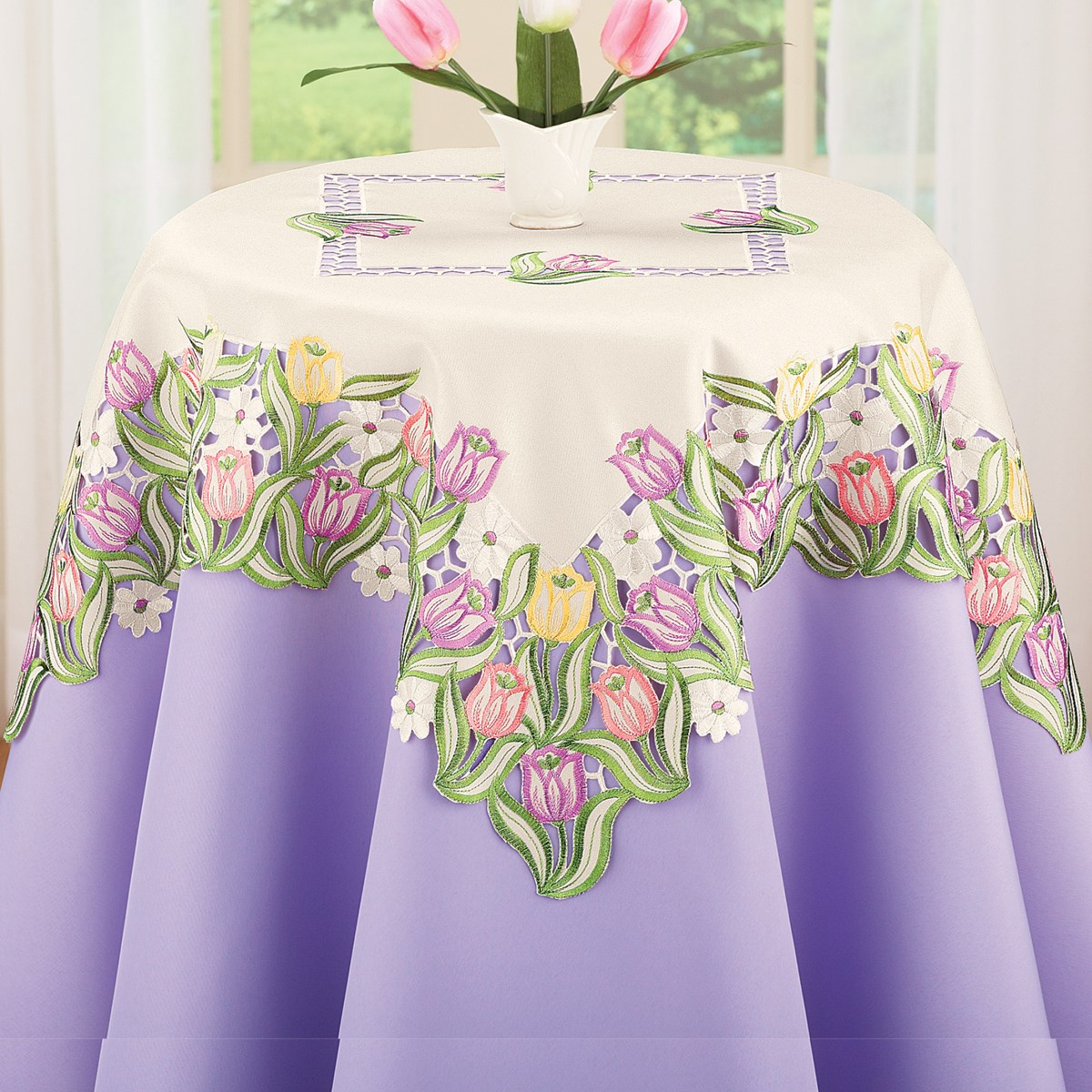 Tulip Garden Embroidered Table Linens Collections Etc.