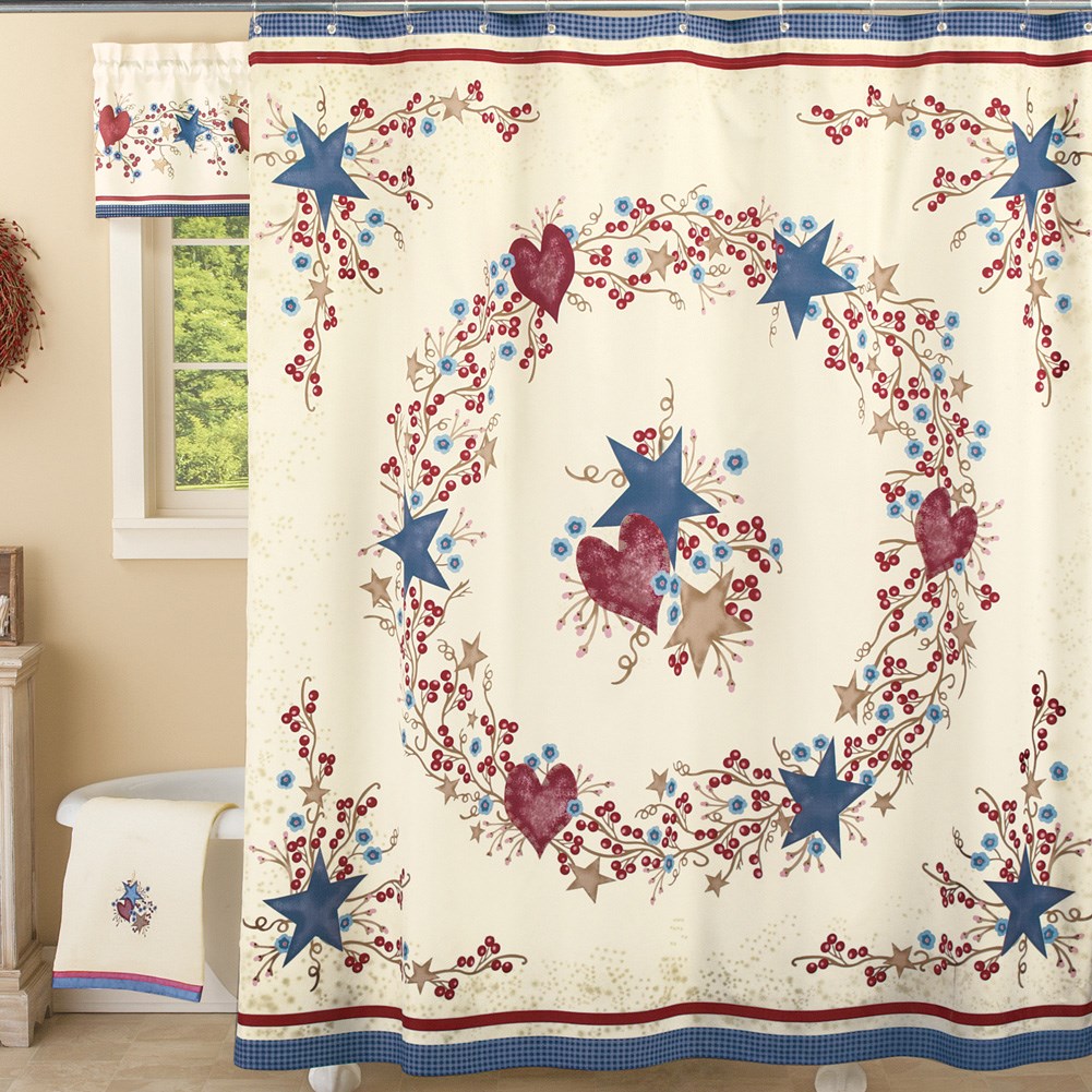 Country Berry Wreath Shower Curtain Collections Etc.