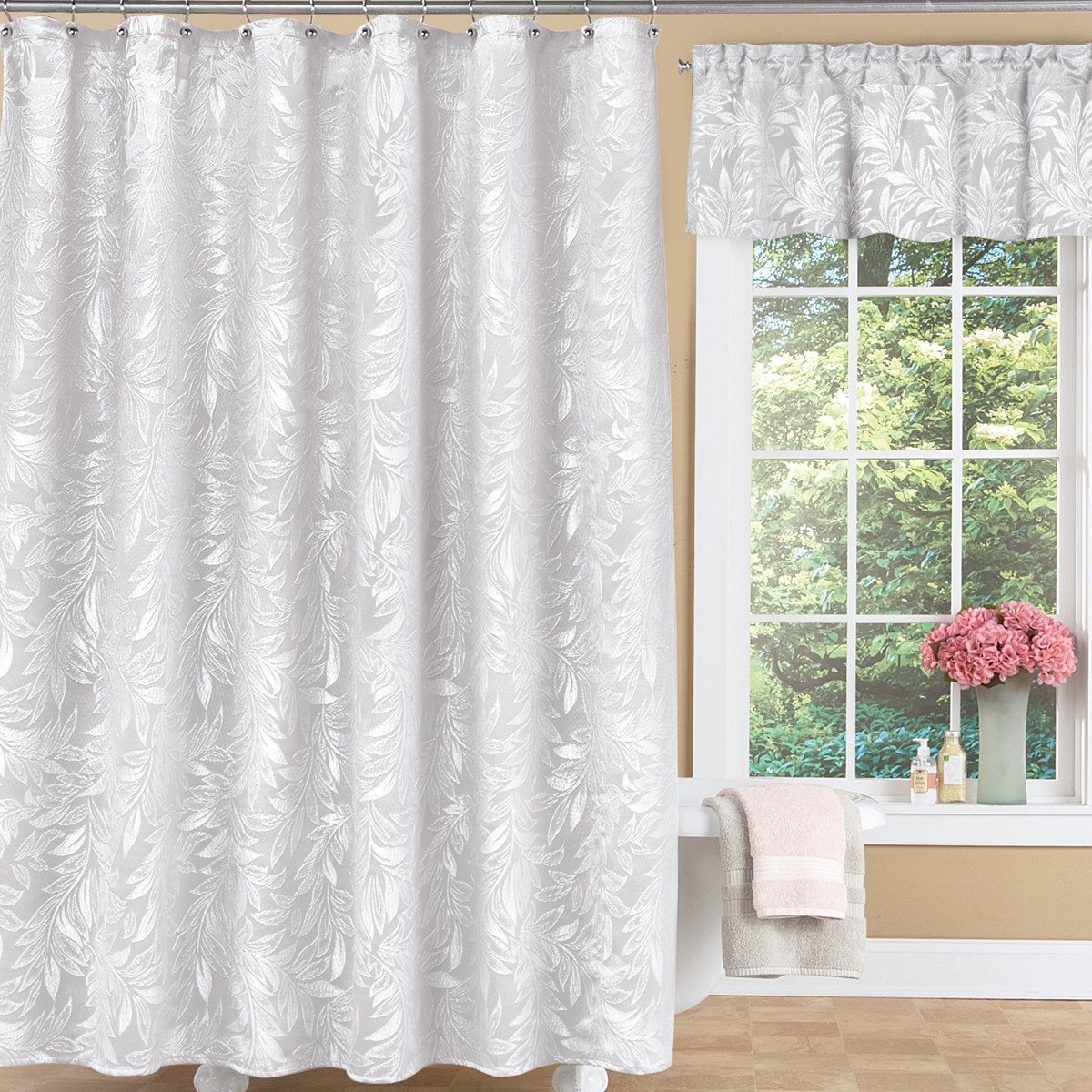 Elegant Shower Curtain With Leaf Design Collections Etc