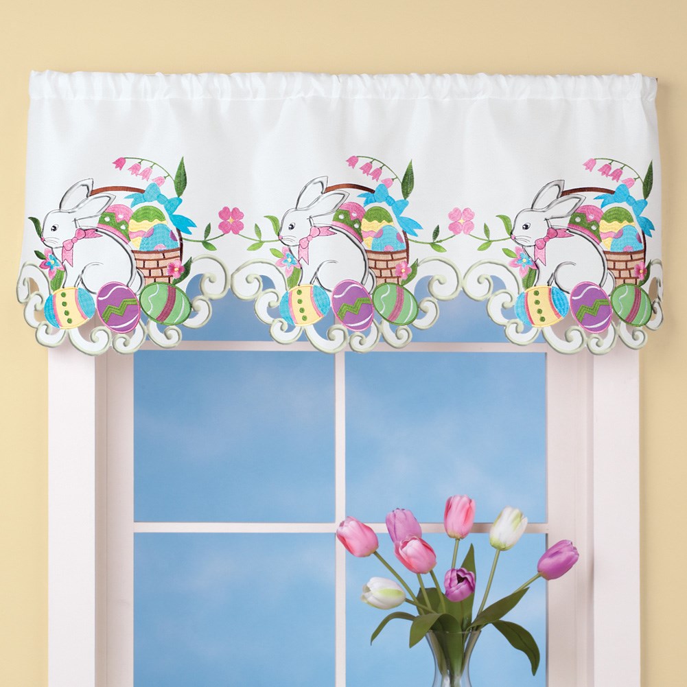 Easter Bunny and Egg Basket Curtain Valance Collections Etc.
