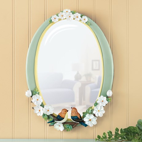 Birds And Flowers Oval Wall Mirror Collections Etc Birds And Flowers Oval Wall Mirror