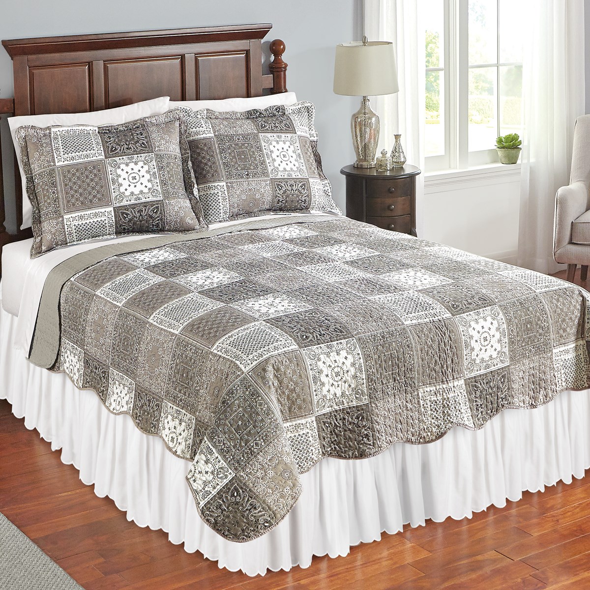 Reversible Bandana Grey Patchwork Quilt Collections Etc.