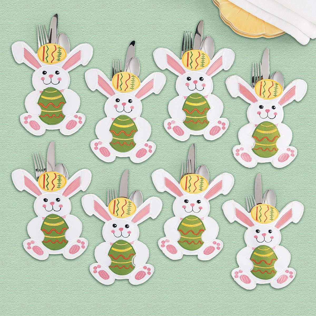 Easter Bunny Decorative Silverware Holders Set of 8 Collections Etc.