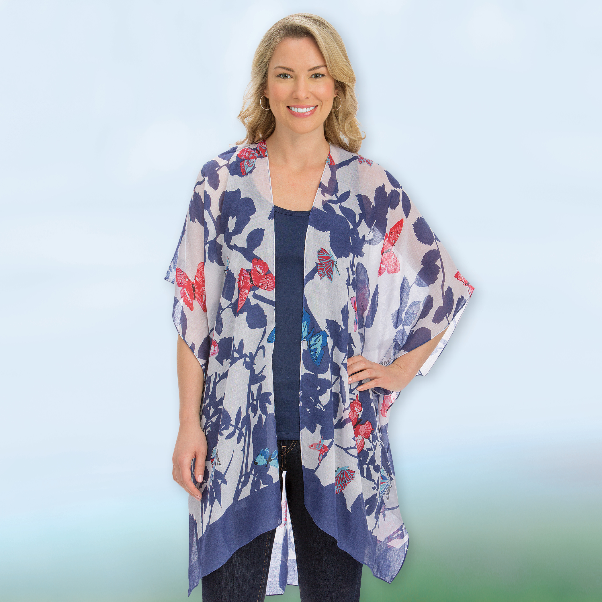 floral sheer kimono cardigan