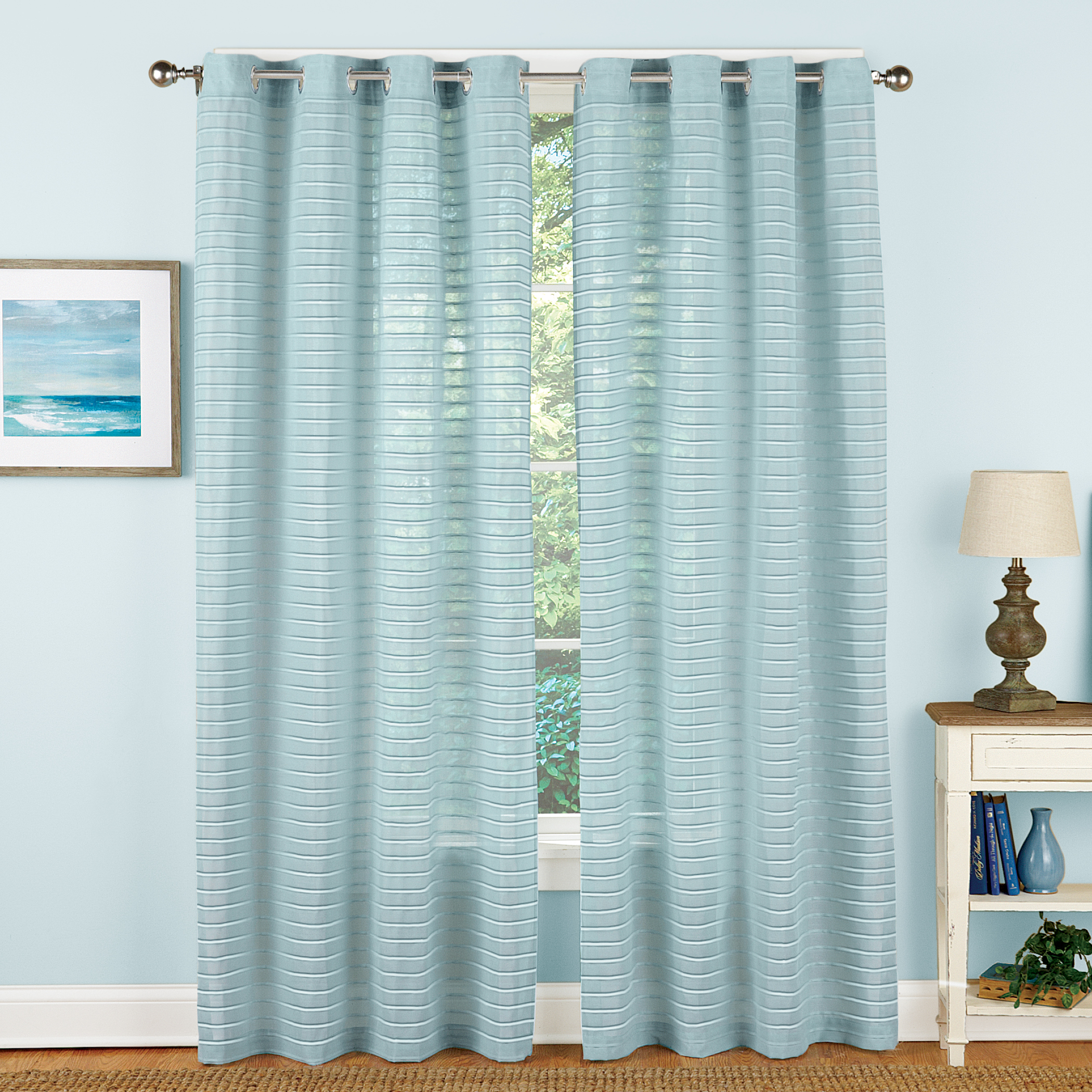 Linen Pleated Grommet Top Curtain Panel Collections Etc