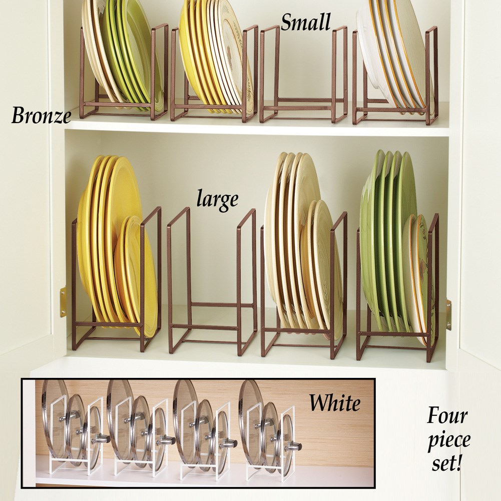 Plates and Lids Organizer Rack Set of 4 Collections Etc.