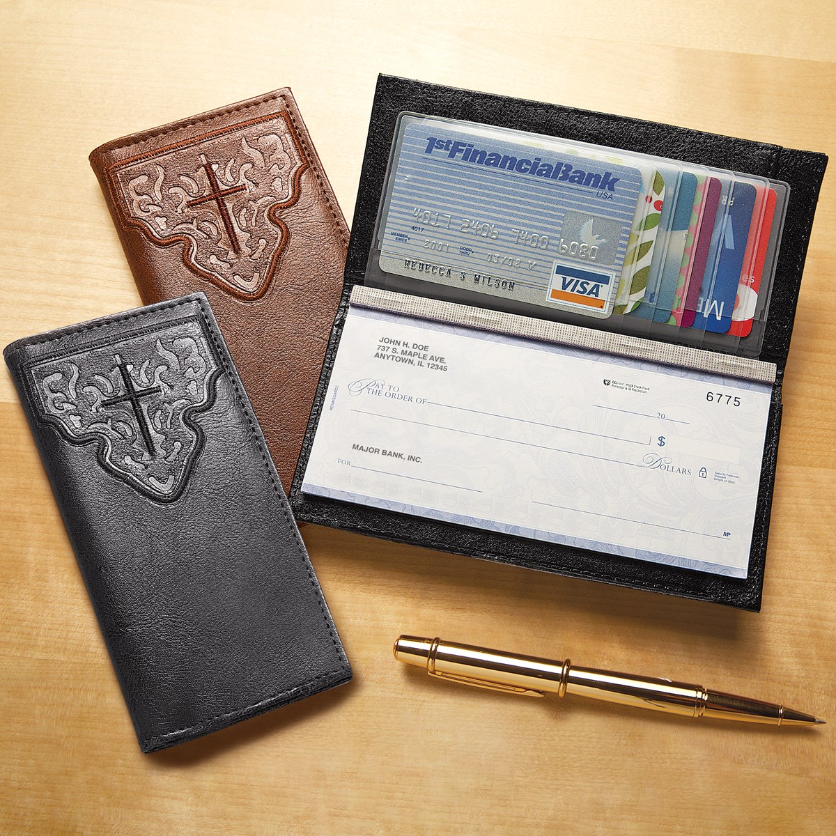 Embossed Cross Checkbook Cover Set of 2 Collections Etc.