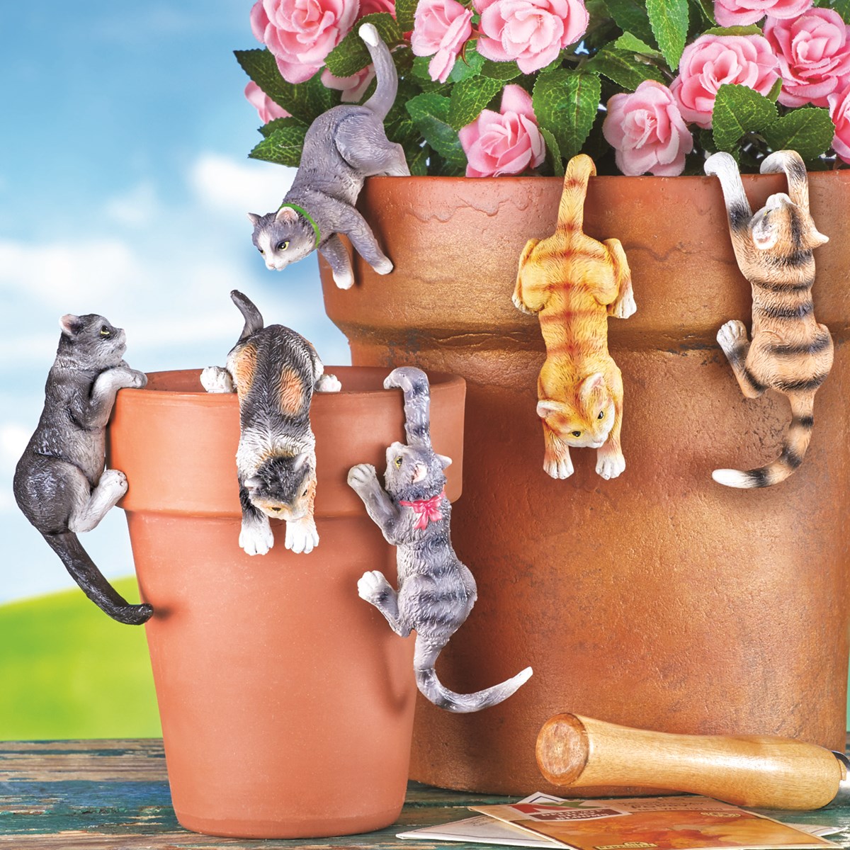 Kitten Planter Pot Hanger Decorations, Set Of 6 Collections Etc.
