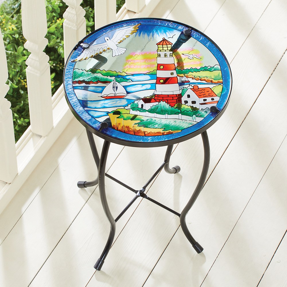 Nautical Lighthouse Round Garden Accent Table Collections Etc.