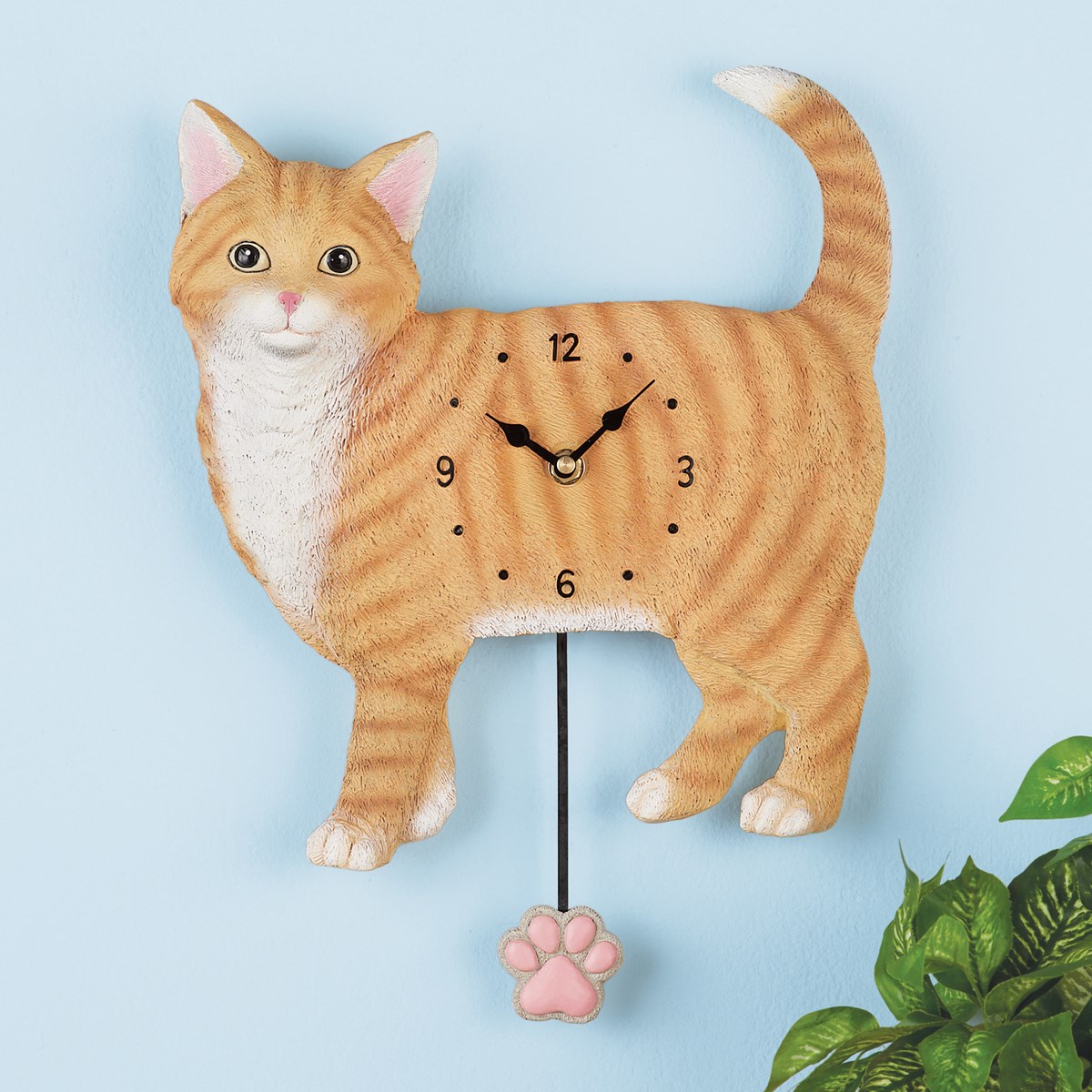 HandPainted Cat Pendulum Wall Clock Collections Etc.