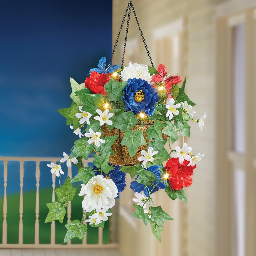 Patriotic Flower Hanging Basket Decoration Collections Etc.
