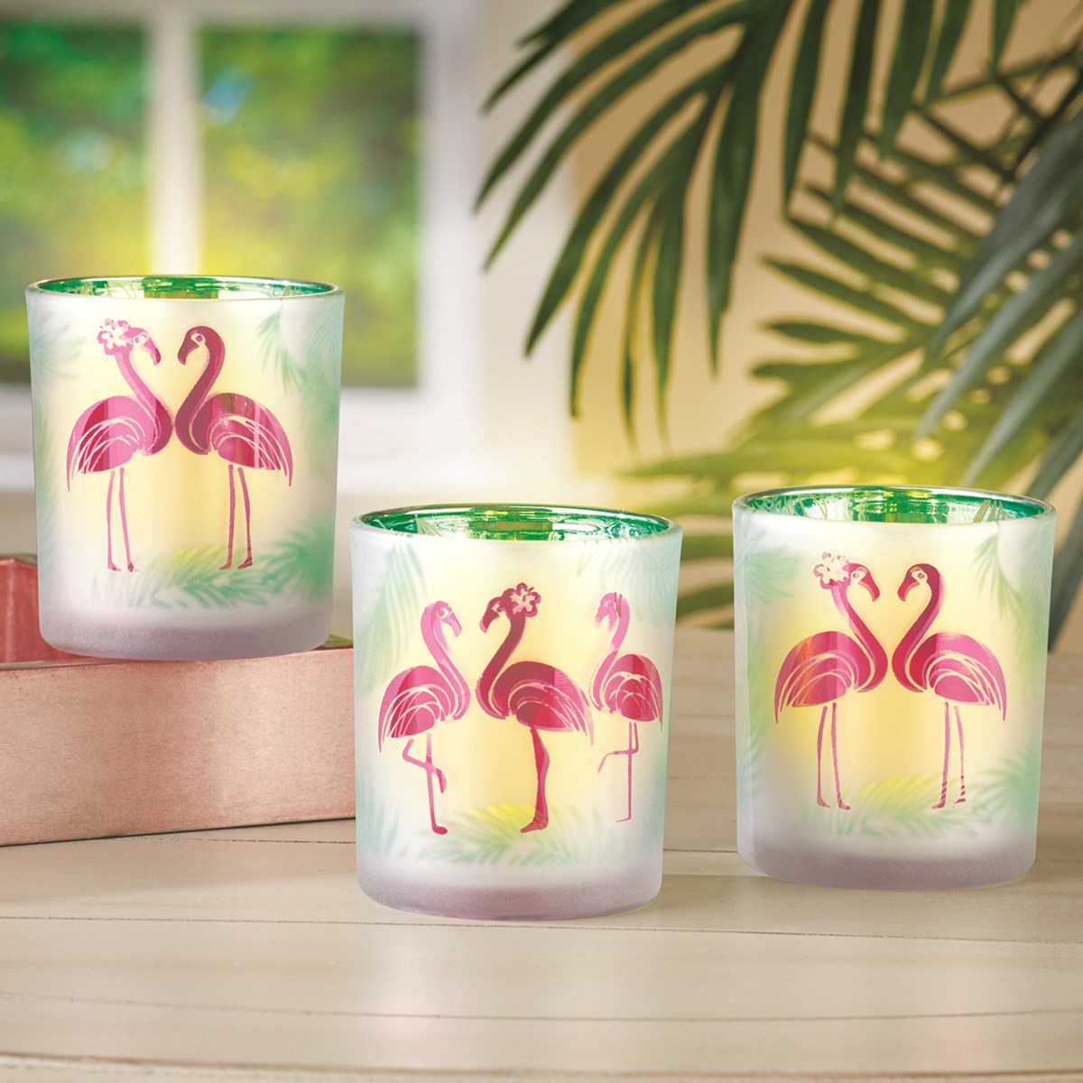 Set of 3 Flamingo Votive Candle Holders | Collections Etc.