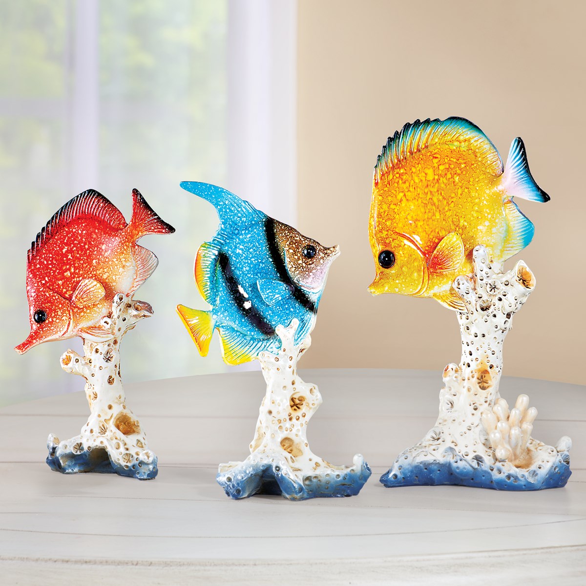 Set of 3 Tropical Fish Tabletop Figurines Collections Etc.