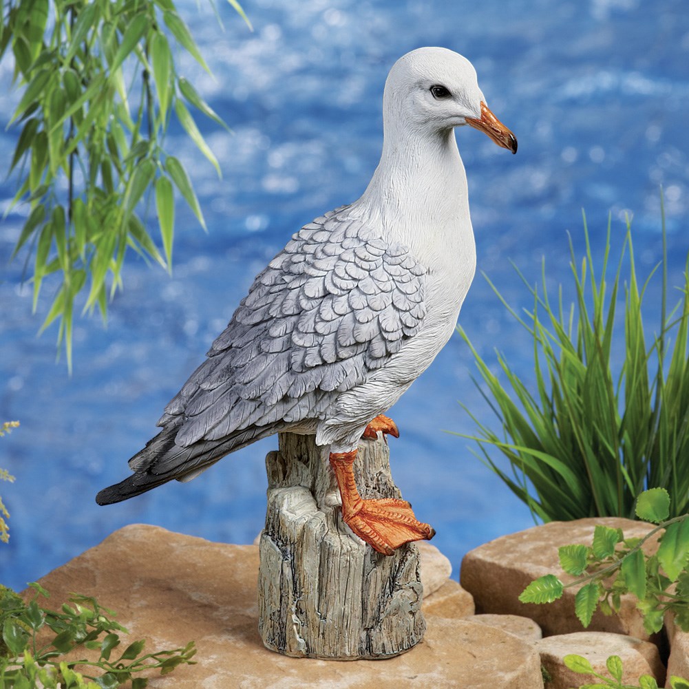 Perched Seagull Statue Outdoor Decoration Collections Etc.