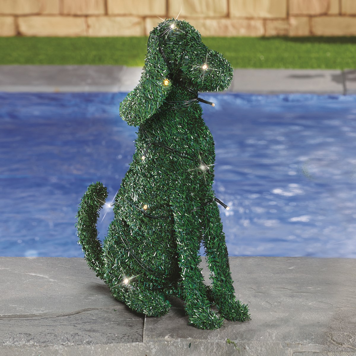 Lighted Topiary Style Dogs Outdoor Decoration Collections Etc.