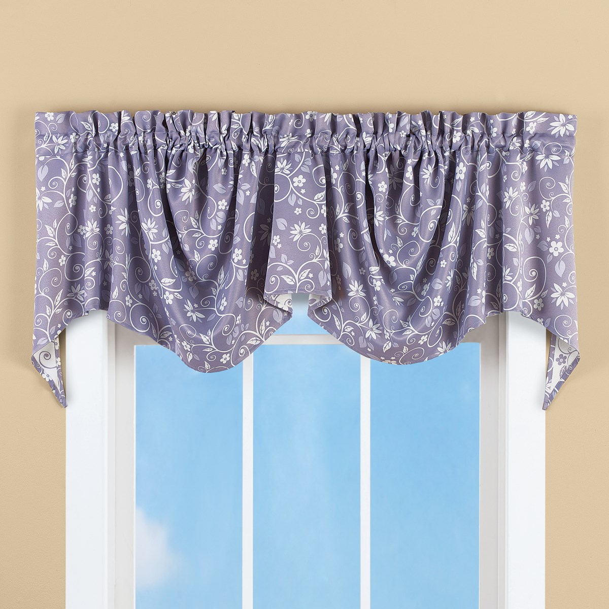 Floral Scroll Draped Window Valance Collections Etc.