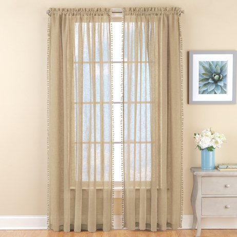 Wallace Pom Pom Linen Like Curtain Panel Collections Etc