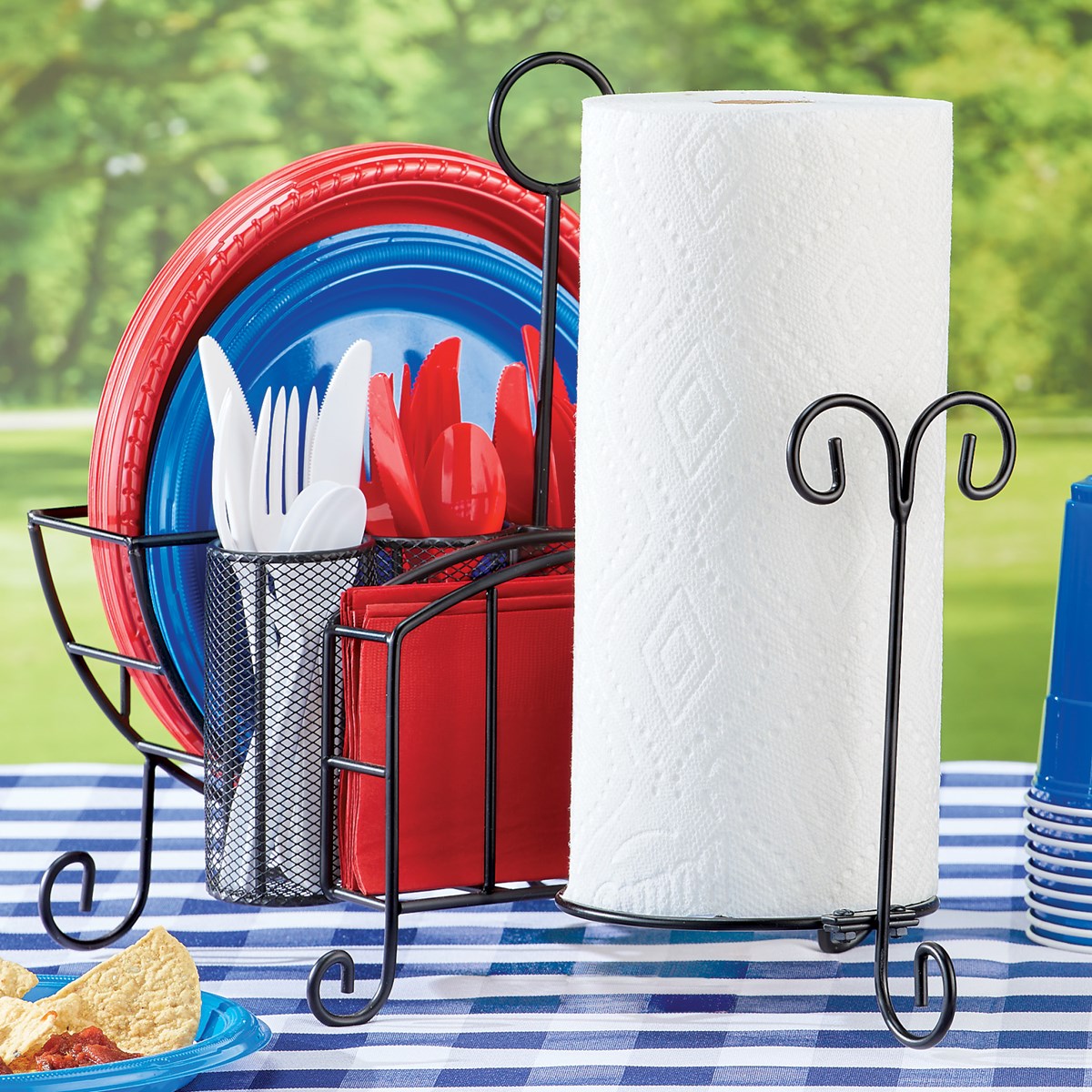 Metal Picnic Caddy with Paper Towel Holder Collections Etc.