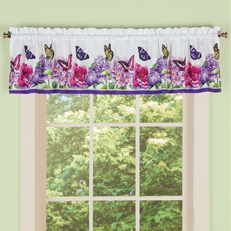 Butterfly Watercolor Floral Valance Curtain Collections Etc