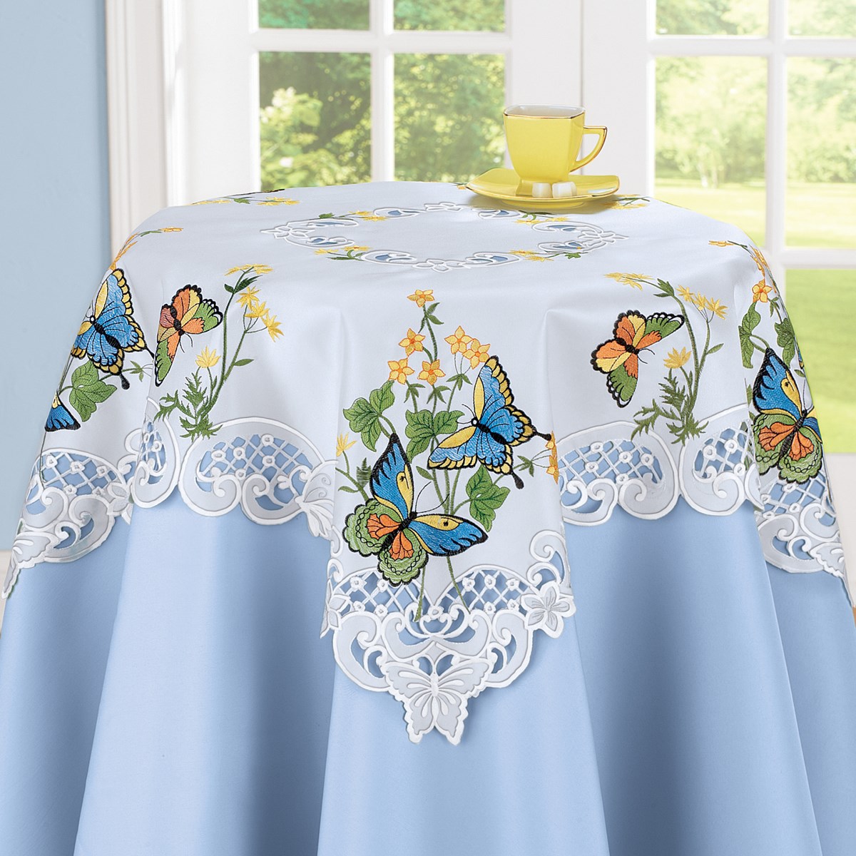 Embroidered Blue Butterfly Table Linens Collections Etc.