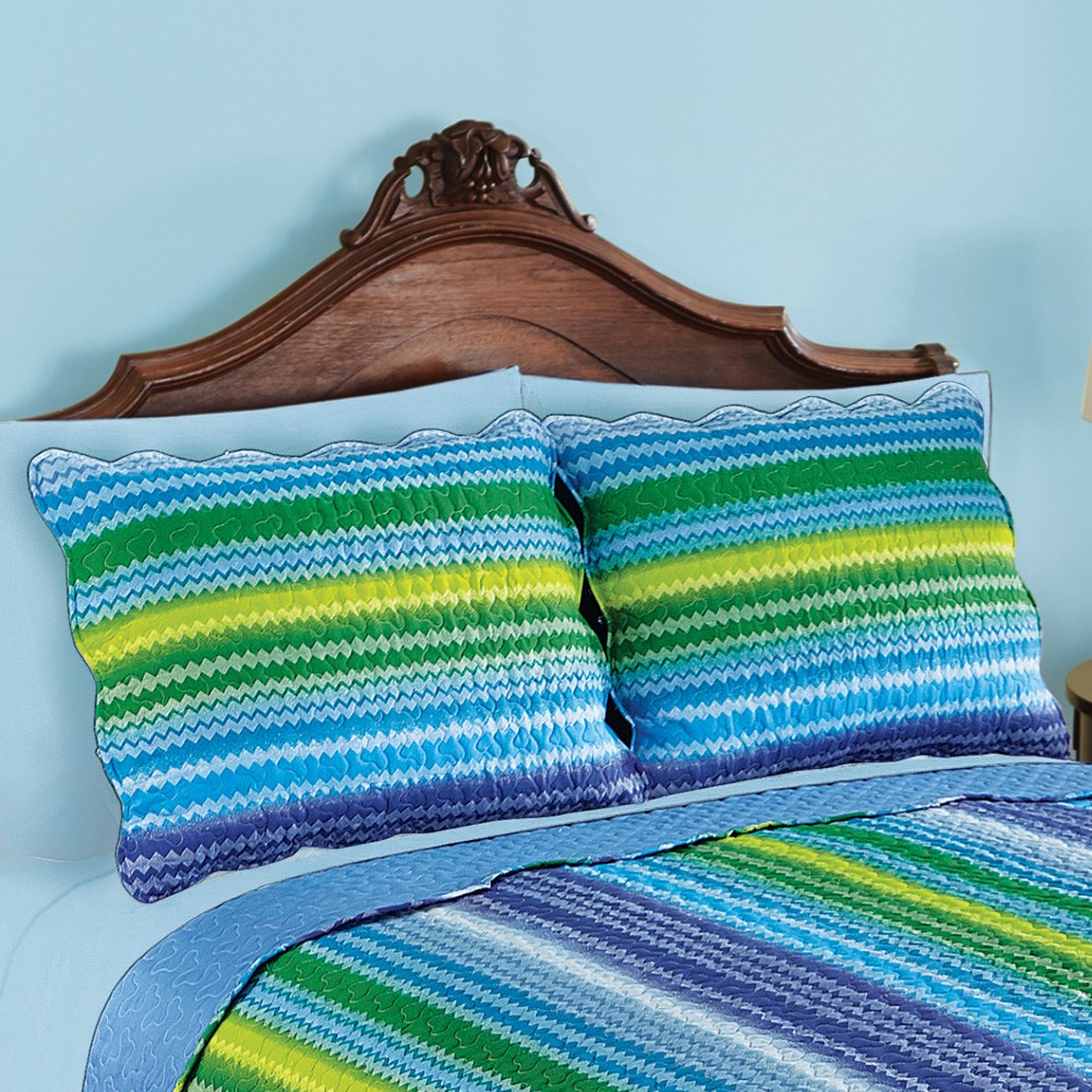 Reversible Reagan Striped Scalloped Edge Pillow Sham Collections Etc.