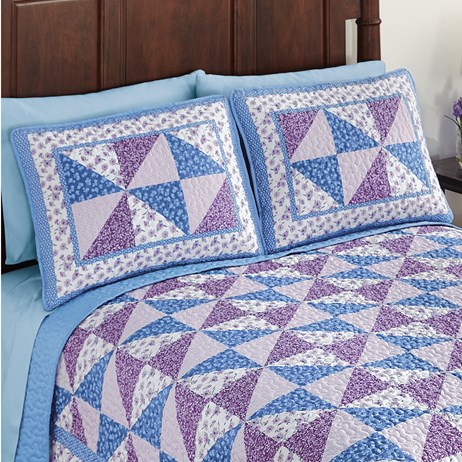 Lisbet Lavender Blue Floral Patchwork Pillow Sham Collections Etc