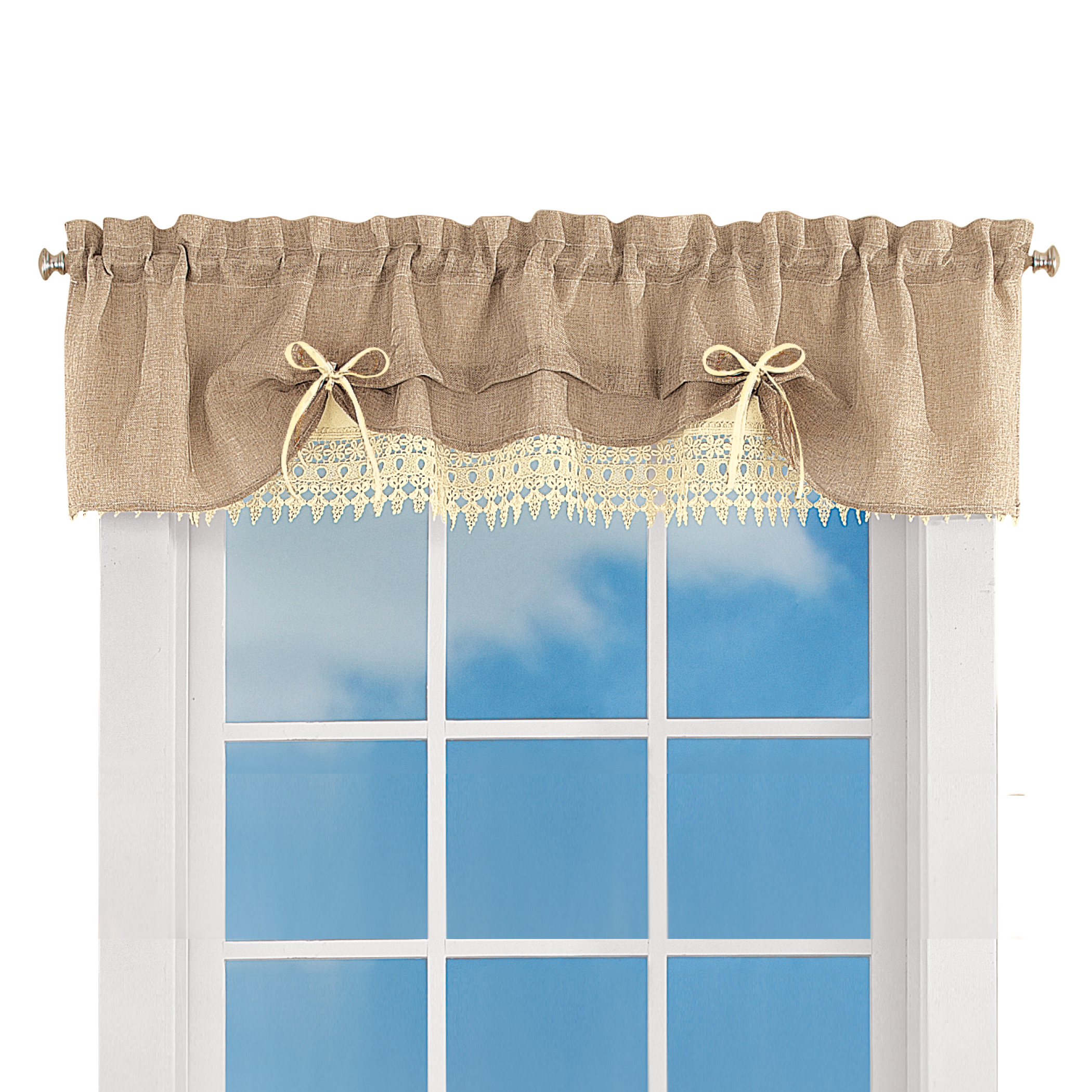 Burlap Lace Curtain Valance And Tiers Collections Etc