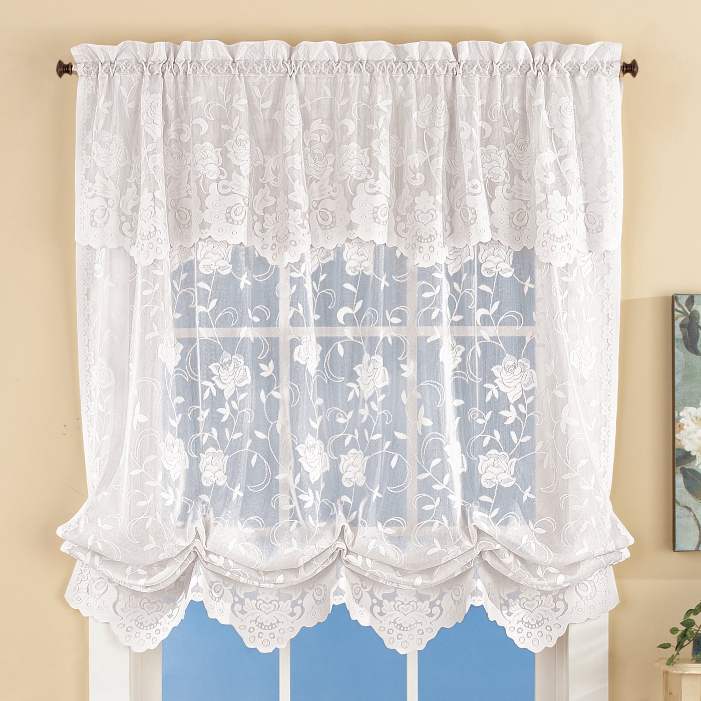 Floral Lace Balloon Shade Window Curtain Collections Etc