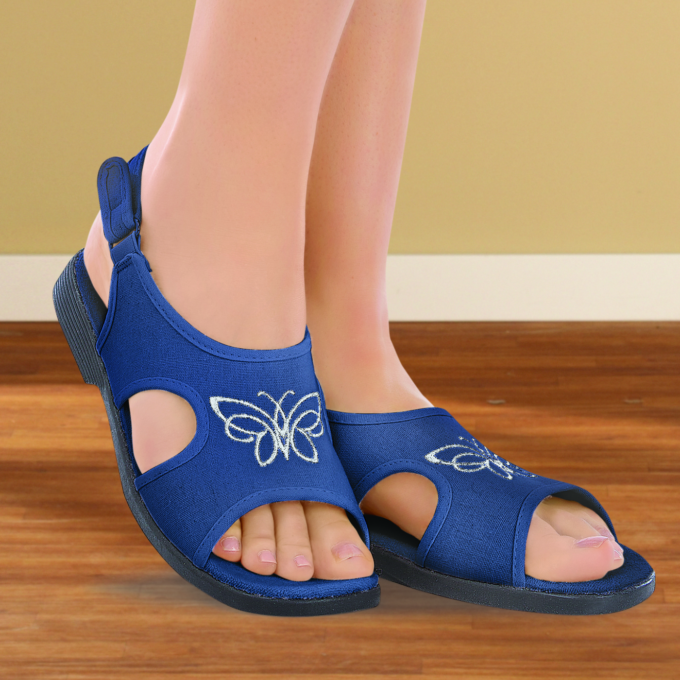 Butterfly Canvas Open Toe Stretch Sandals - Picture 5 of 12
