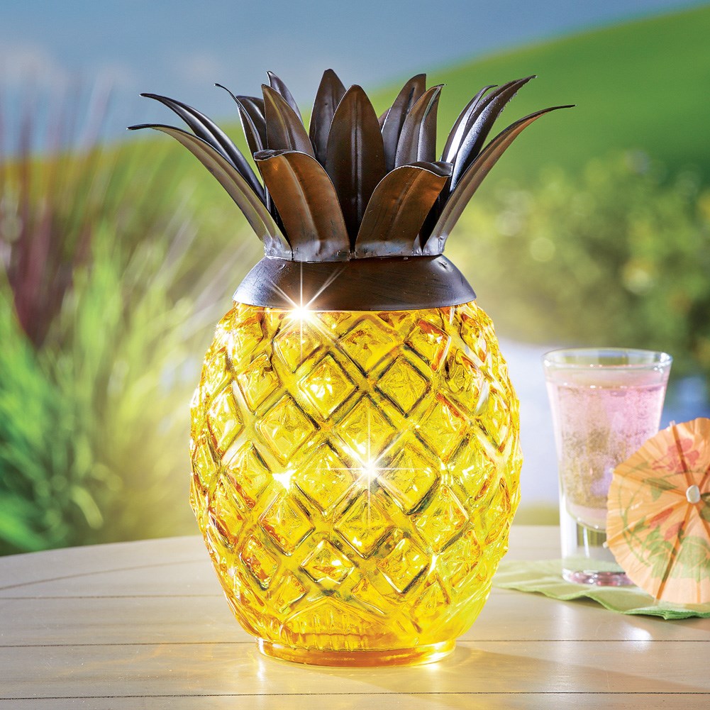 Pineapple Solar Powered Outdoor Table Decor Collections Etc.