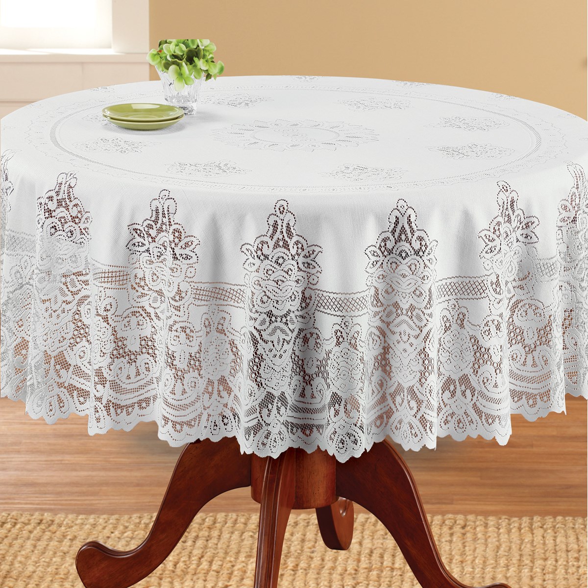 Elegant White Lace Tablecloth Table Overlay Collections