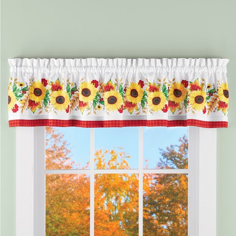Fall Sunflowers Window Valance Curtain Collections Etc Fall Sunflowers Window Valance Curtain