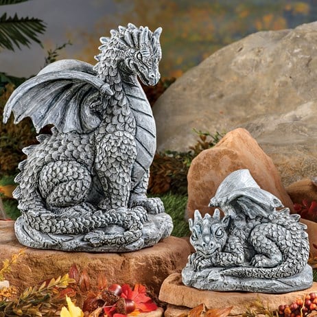Mother And Baby Dragons Garden Statue Set 2 Pc Mother And Baby Dragons Garden Statue Set 2 Pc
