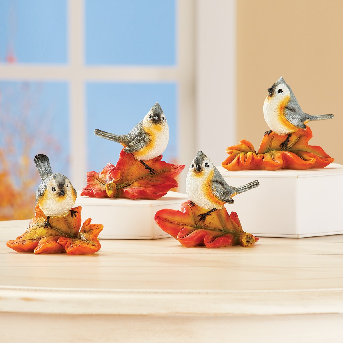 Festive Bird Sitters Indoor Fall Tabletop Décor Collections Etc.