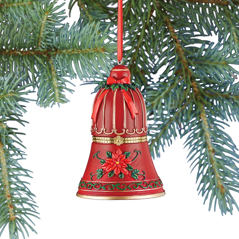 Hand Painted Trinket Christmas Ornaments with Opening Compartment for Small Gifts, Bell