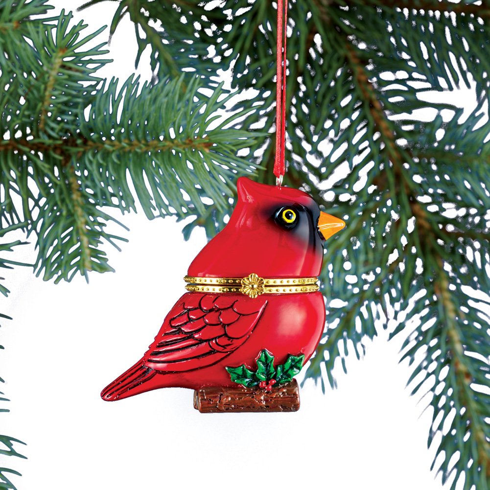 Hand Painted Trinket Ornaments 3 X 2 X 3.5 Cardinal White, One Size