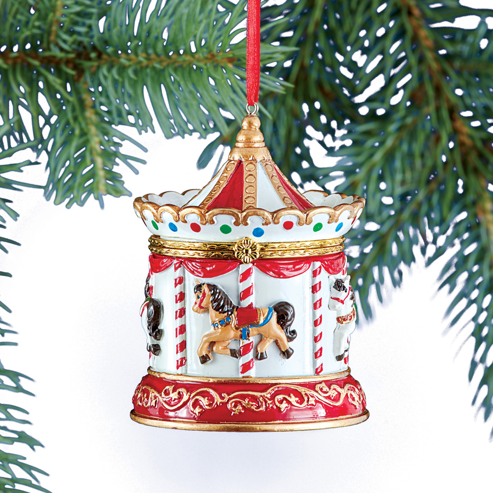 Hand Painted Trinket Ornaments 3 X 2 X 3.5 Carousel Brown, One Size