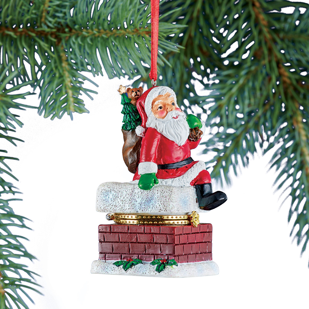 Hand Painted Trinket Ornaments 3 X 2 X 3.5 Santa Red, One Size