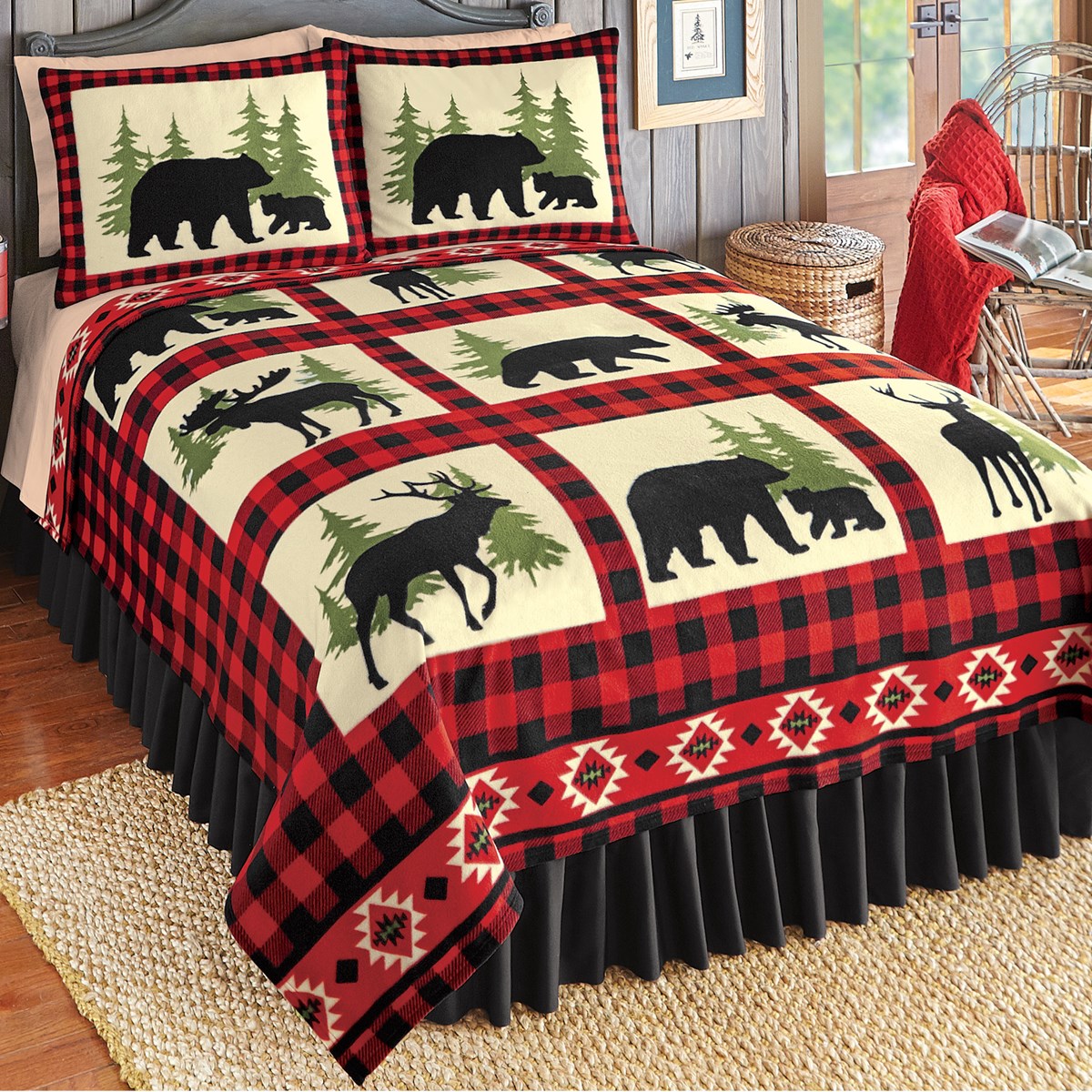 Northwoods Rustic Cabin Fleece Coverlet Collections Etc.