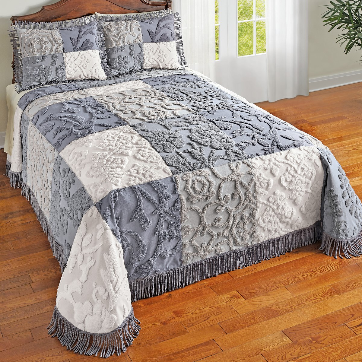 Grey Patch Chenille Bedspread Collections Etc.