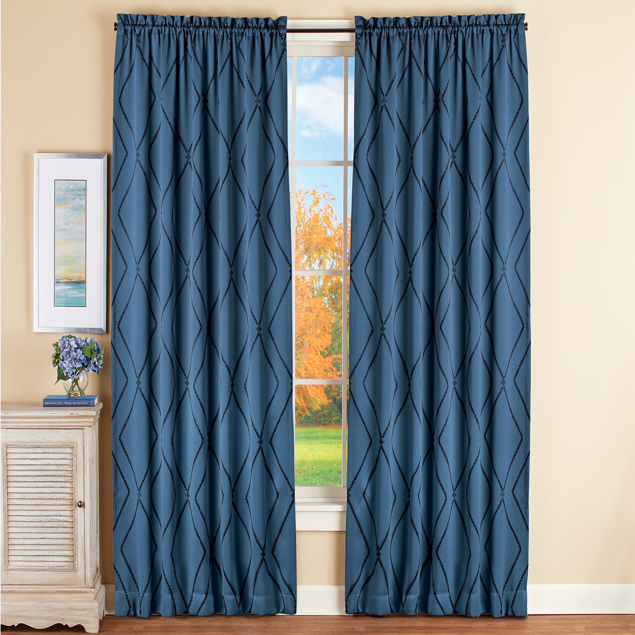 Diamond Lattice Blackout Window Curtain Panel Collections Etc