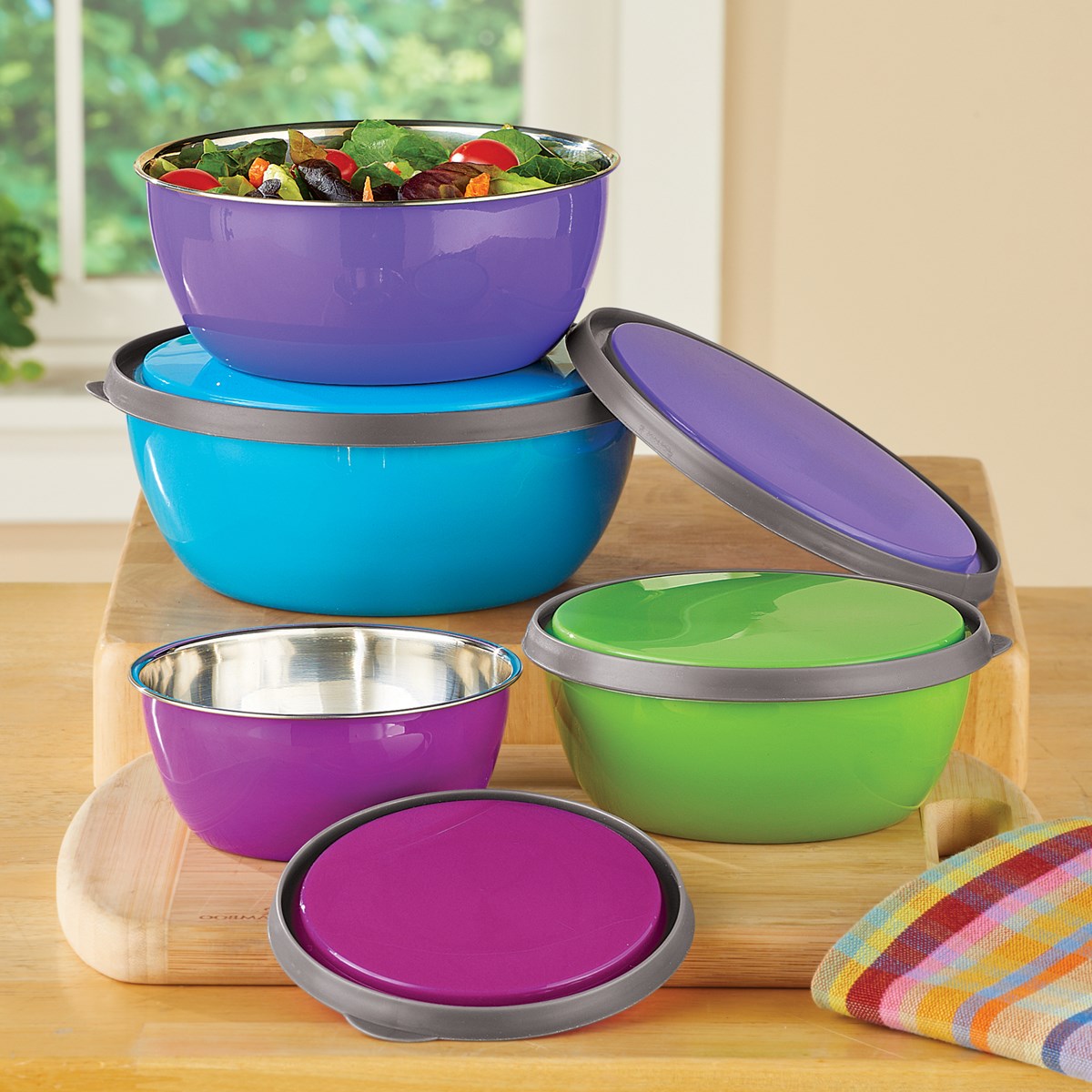 Stainless Steel Nesting Bowls with Lids Store, Prep, Serve
