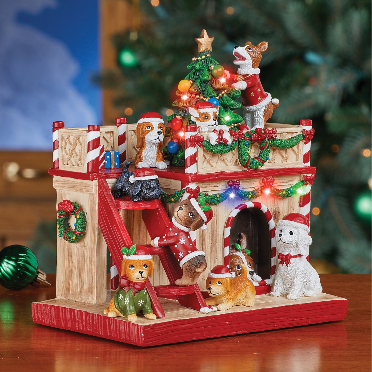 Lighted Holiday Dog House Tabletop Decoration  Collections Etc.