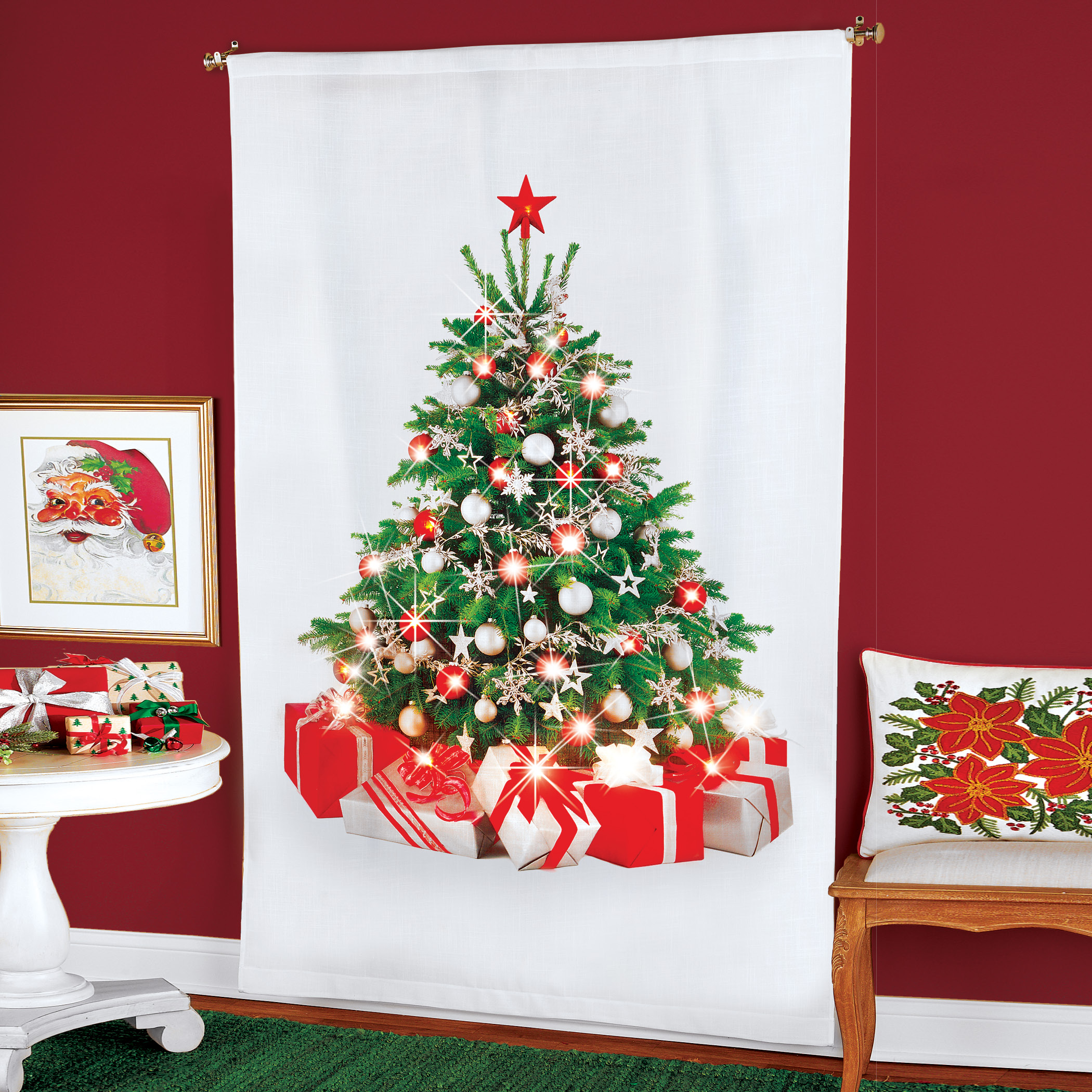Christmas Tree Lighted Curtain Collections Etc