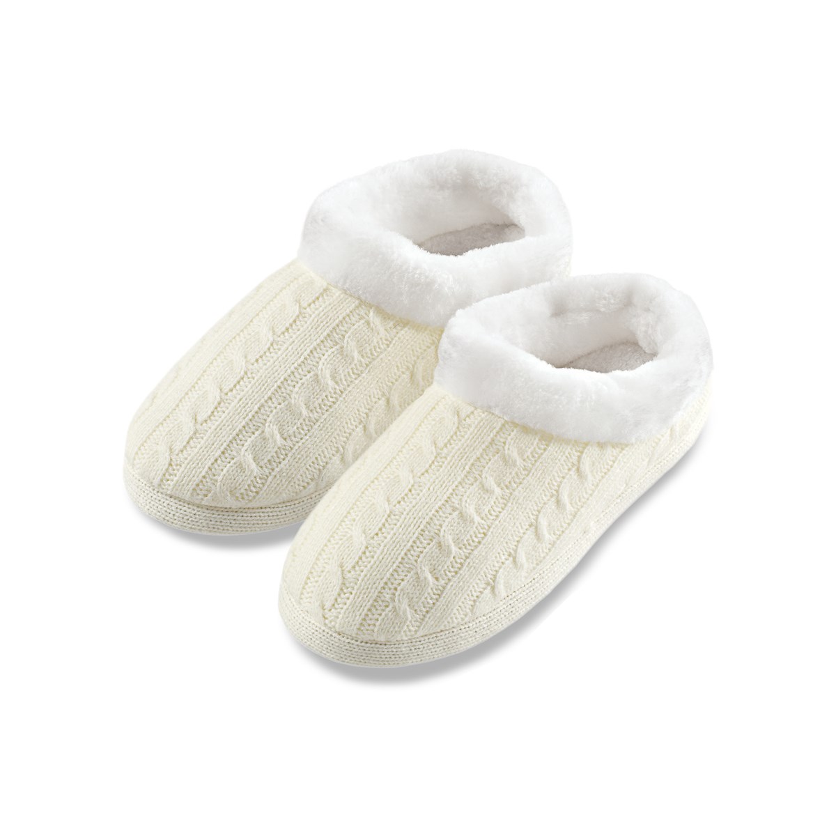 Faux Fur Lining Cable Knit Women's Slippers Collections Etc.