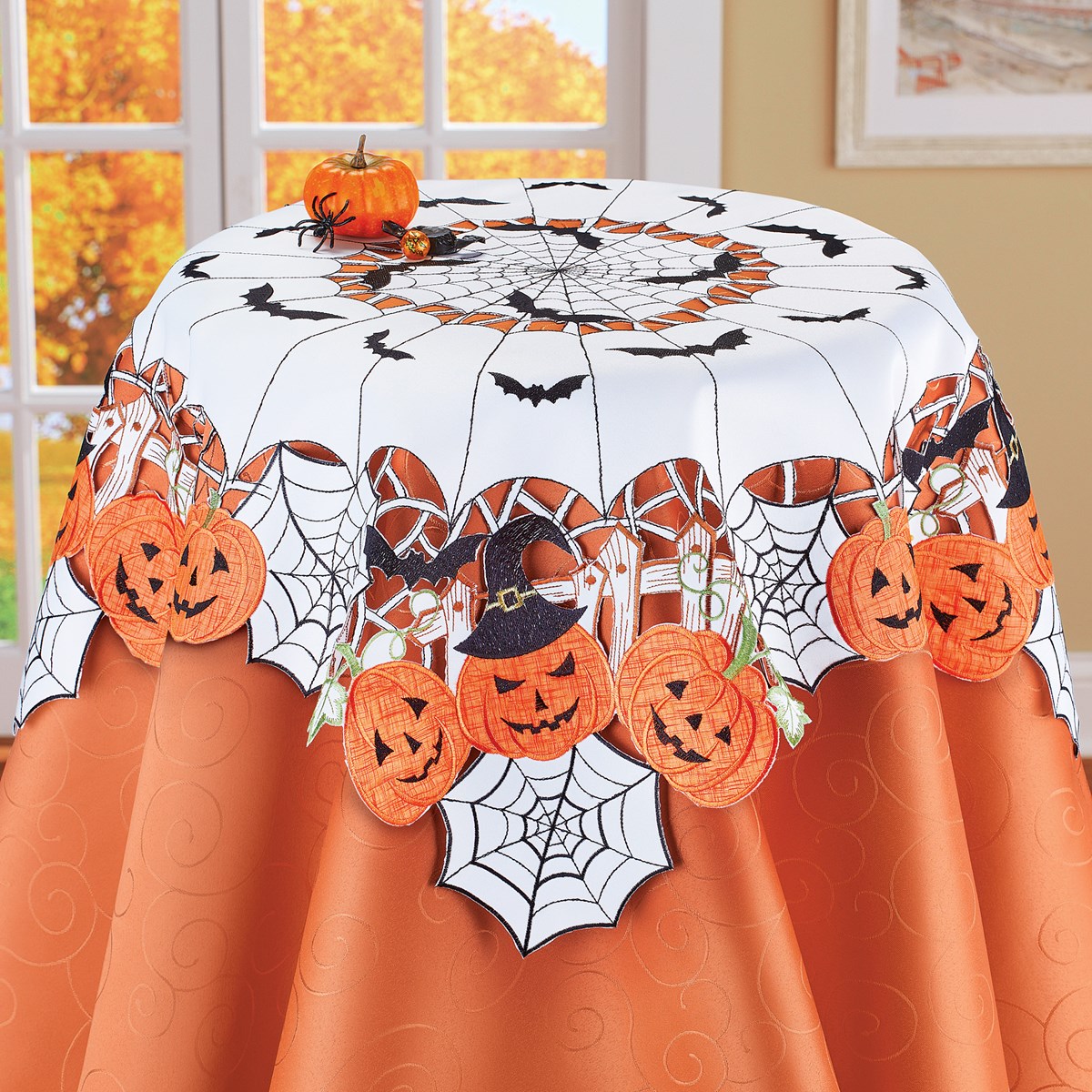 Halloween Party Pumpkins and Bats Table Topper Collections Etc.