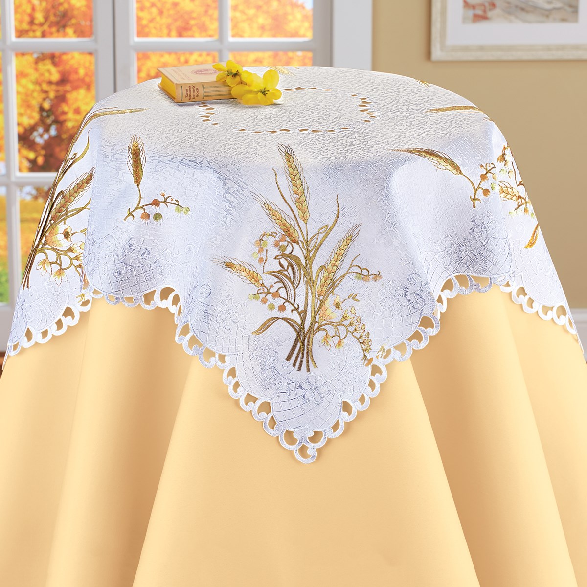 Embroidered Wheat Table Topper Collections Etc.