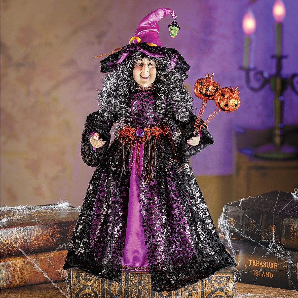 Halloween Witch Statue with Pumpkins Collections Etc.