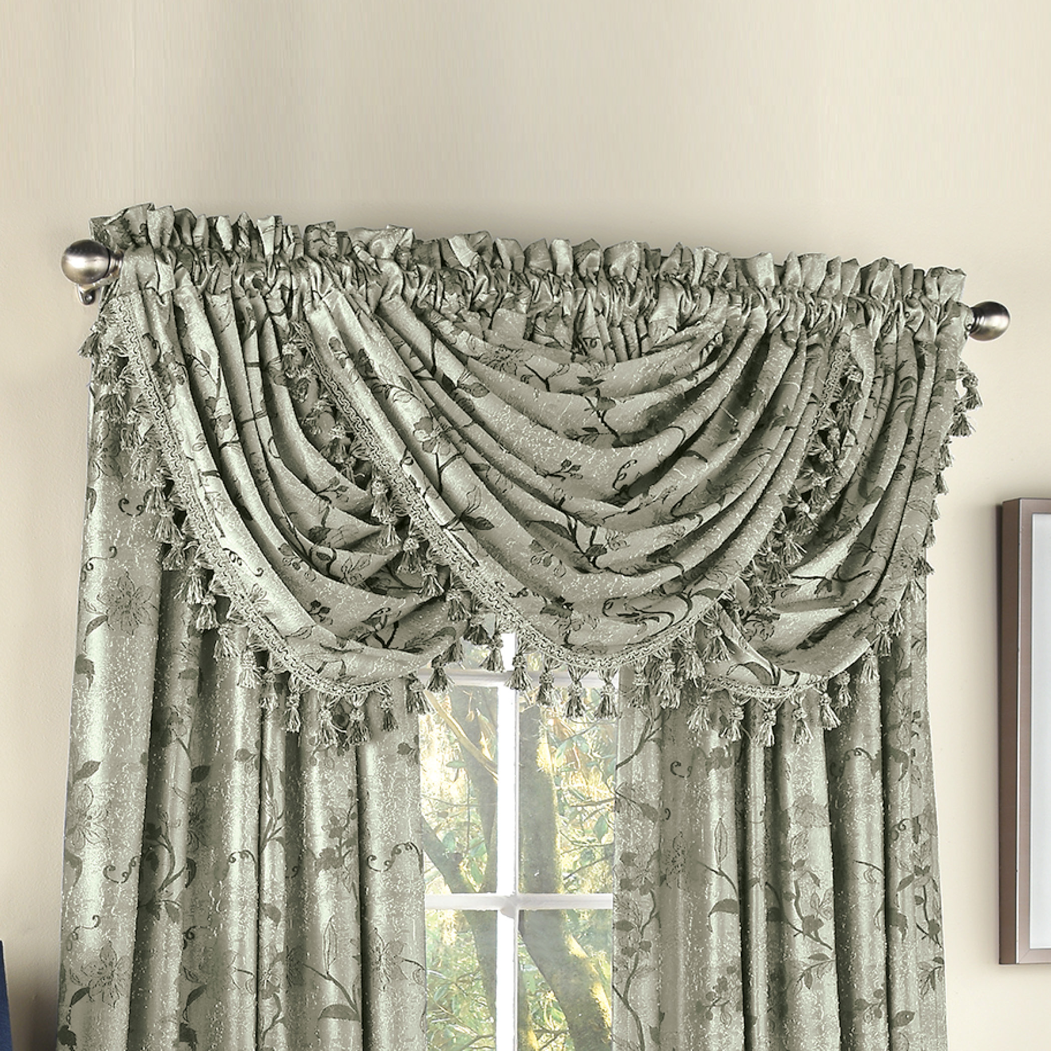 Floral Vine Waterfall Window Valance Curtain Collections Etc
