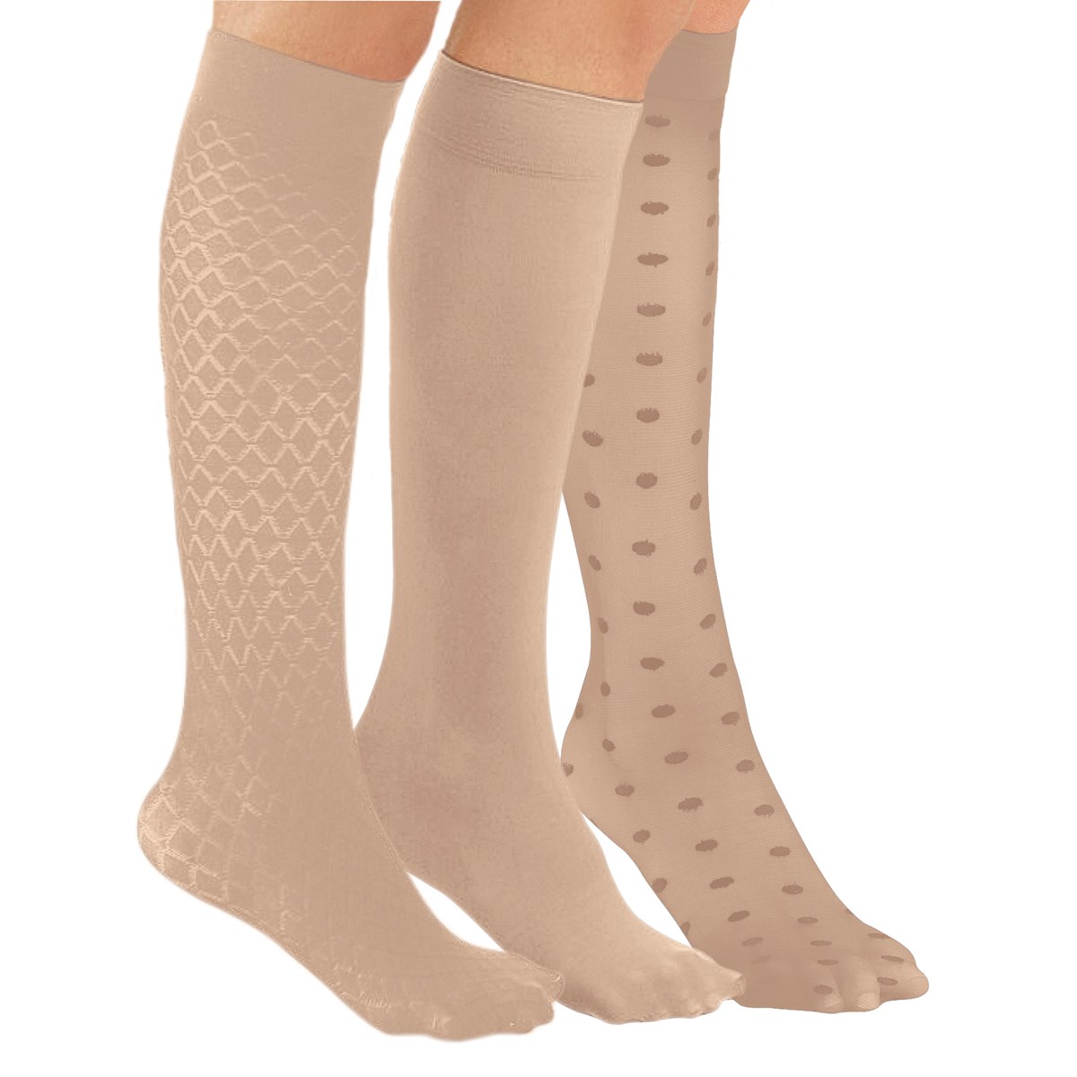 Stylish Compression Knee High Stockings, 3 Pairs | Collections Etc.